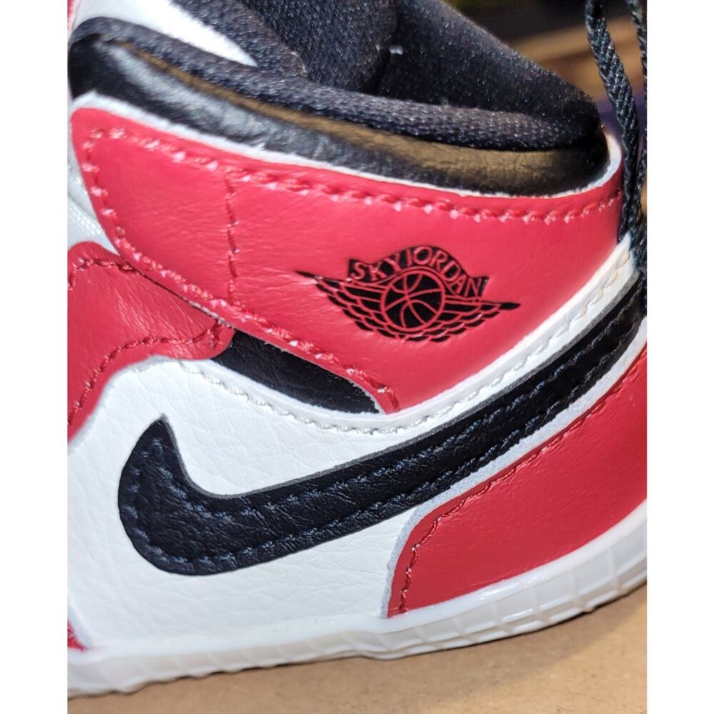 Baby Sky J♡rdan Size 3C crib bootie in Black/Red/White